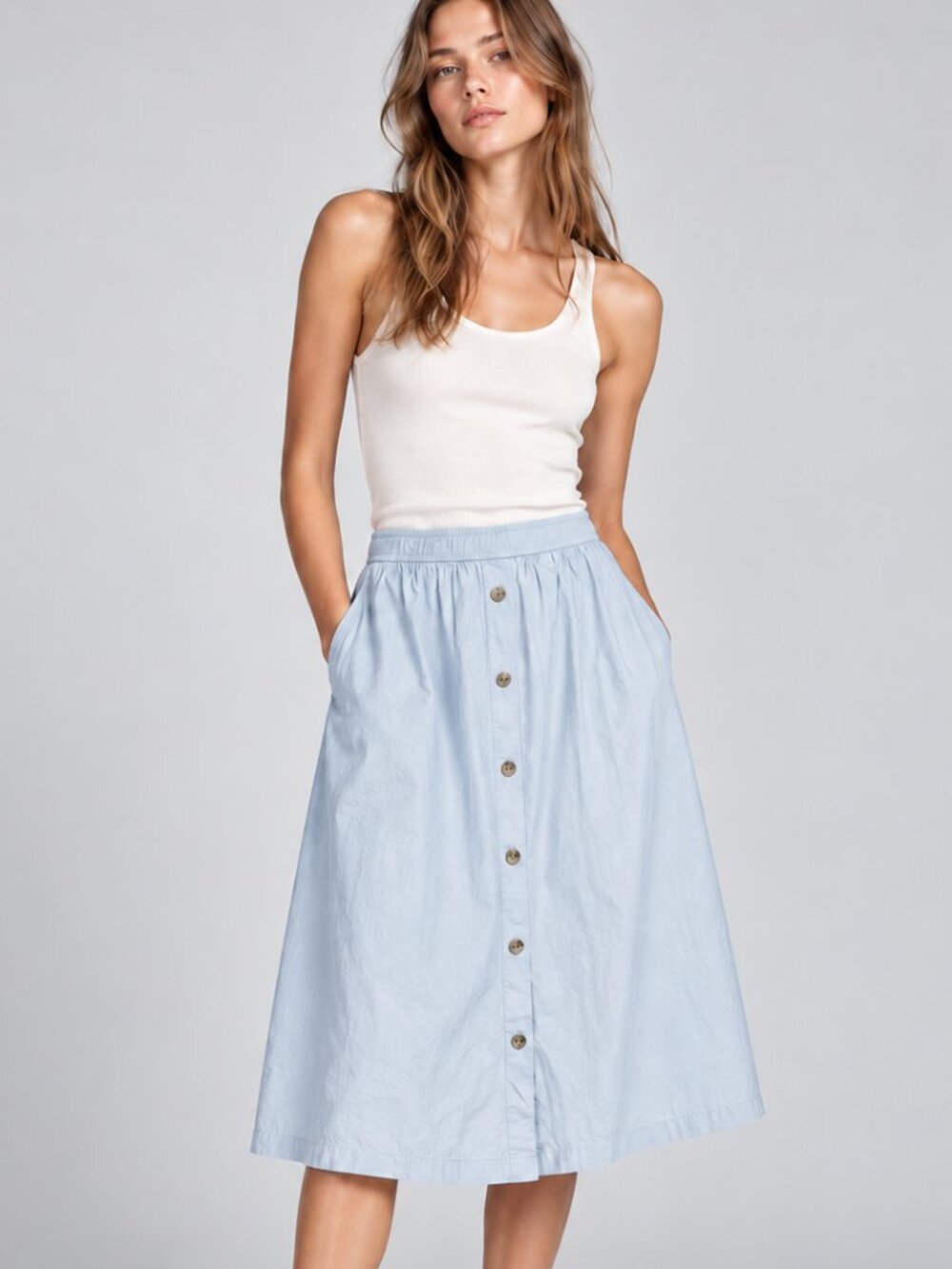 Joe Fresh Button Front Midi Skirt